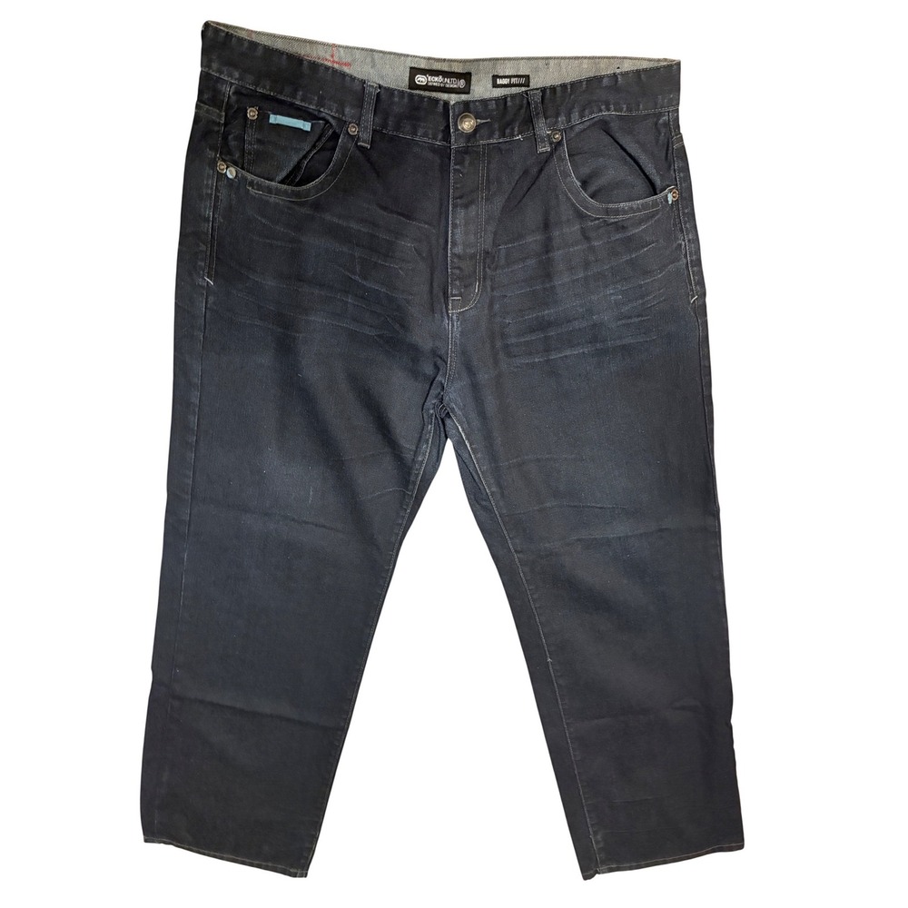 Ecko‎ Unltd Mens Baggy Fit Dark Wash Denim Jeans Embroidered Pockets W38 L30